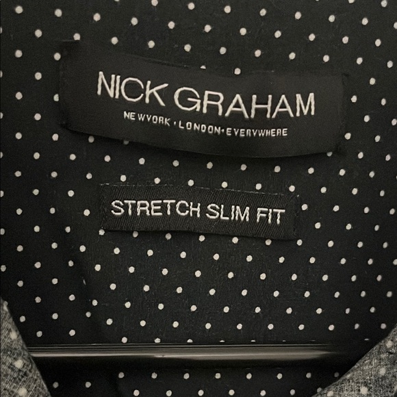 Men's Black Polka Dot Shirt by Nick Graham - Picture 2 of 2